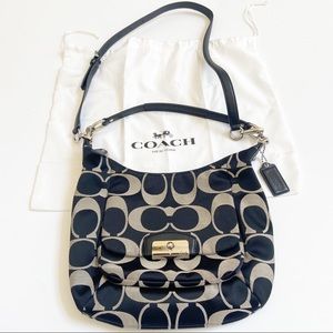 Coach Black and Tan Logo Purse